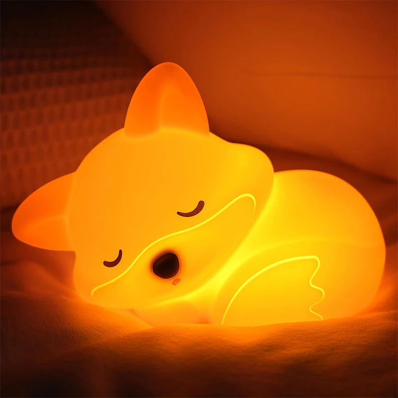 Lampe de Chevet Renard Silicone - Lumière Douce Rechargeable