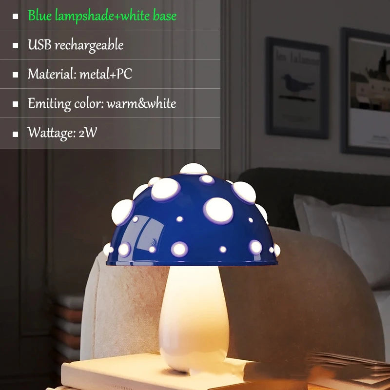 Lampe de Chevet Champignon LED Rechargeable - Ambiance Douce