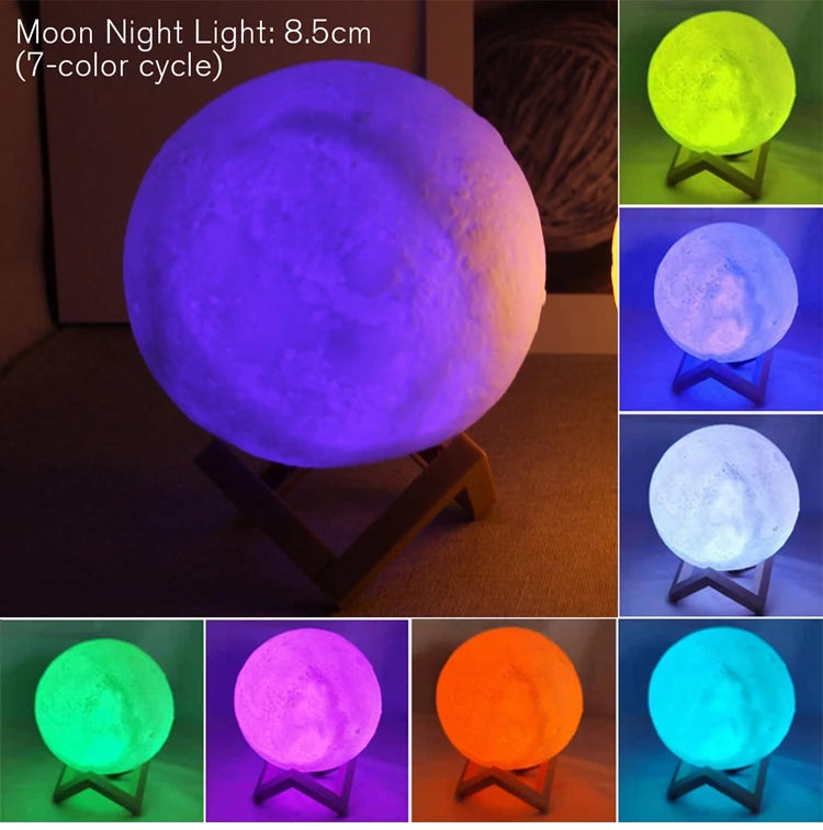 Lampe de Chevet Lune LED - Lumière Tamisée Rechargeable USB