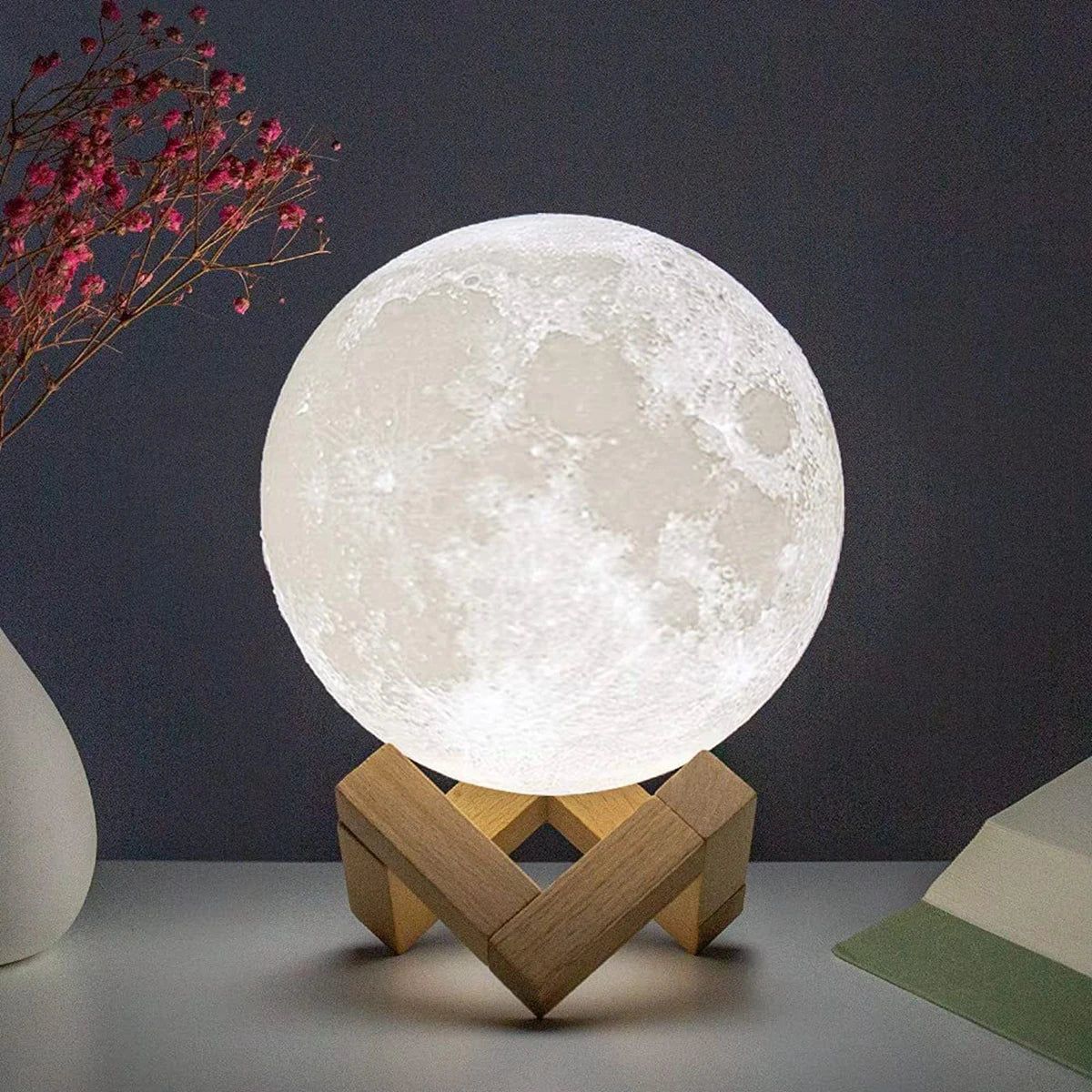 Lampe de Chevet Lune LED - Lumière Tamisée Rechargeable USB