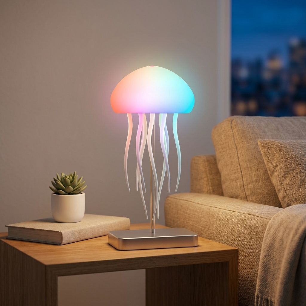 Lampe de Chevet Méduse LED – Lumière Douce Rechargeable 9 Tentacules