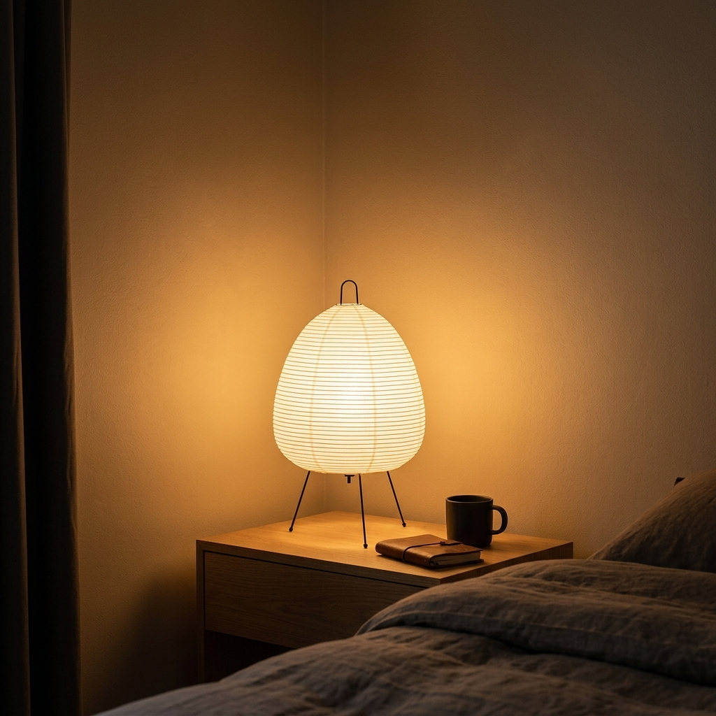 Lampe de Chevet Design Noguchi - Lumière Chaude Cosy pour Chambre