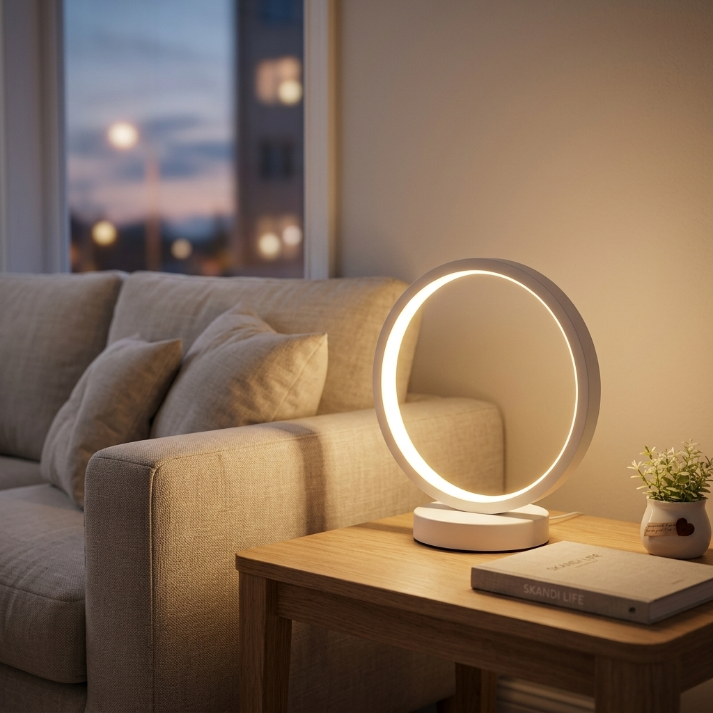 Lampe de Chevet LED Dimmable - Design Rond Épuré