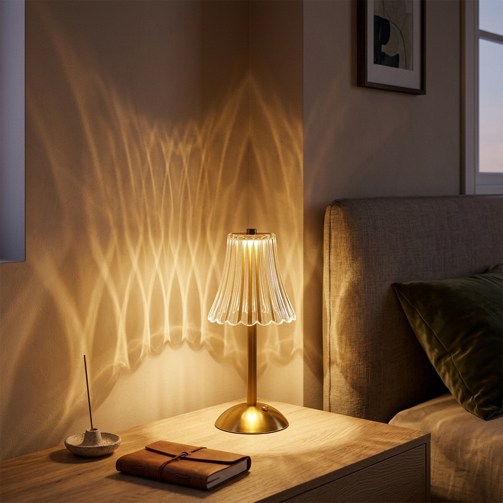Lampe de Chevet LED Cristal USB - Ambiance Cozy Rechargeable