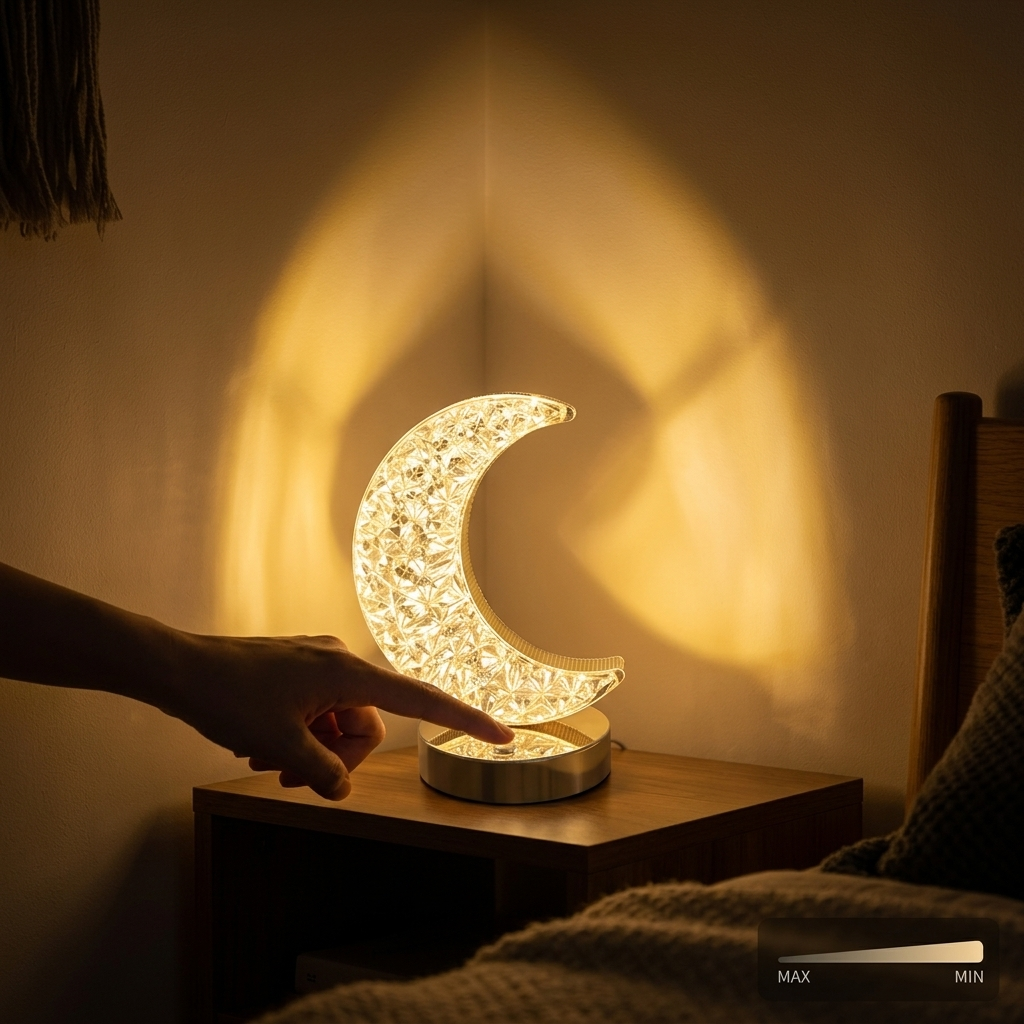 Lampe de Chevet Lune LED Rechargeable - Lumière Tamisée Tactile