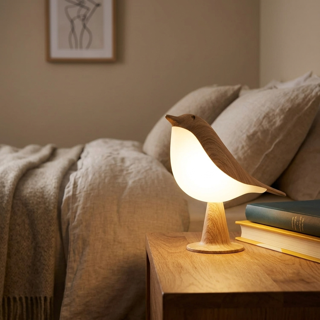 Lampe de Chevet Design Oiseau, 3 Températures Couleur, Tactile