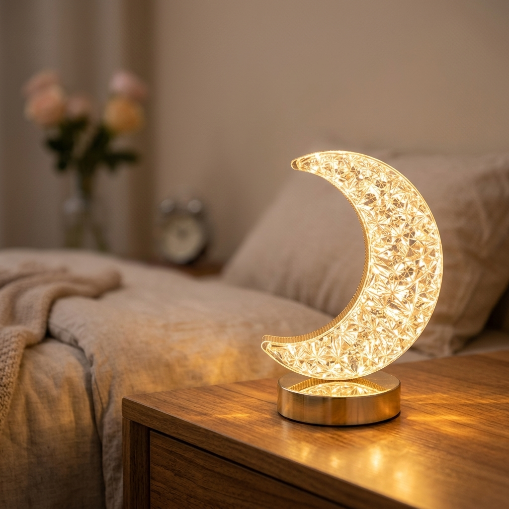 Lampe de Chevet Lune LED Rechargeable - Lumière Tamisée Tactile
