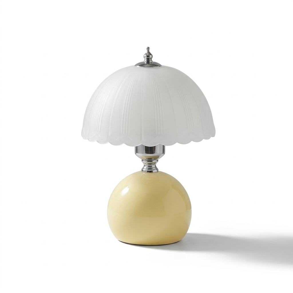 Lampe de chevet fleur design moderne métal textile marron
