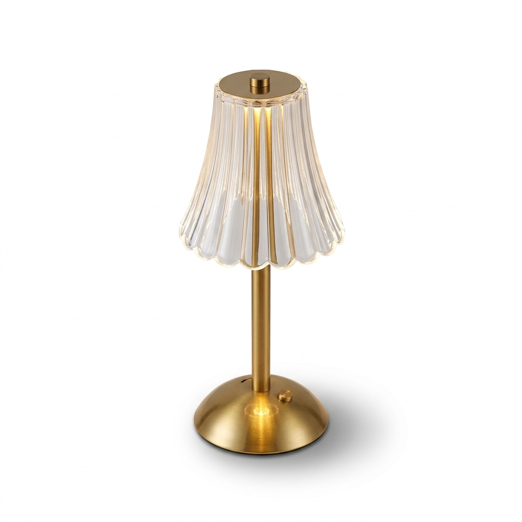 Lampe de chevet cristal LED rechargeable design élégant métal