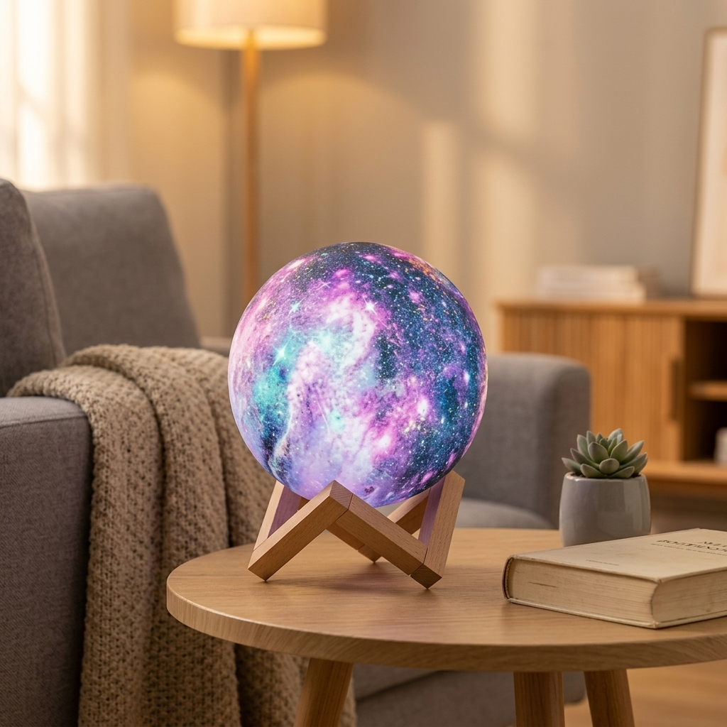 Lampe de Chevet Galaxy Moon LED Rechargeable - Lumière Douce