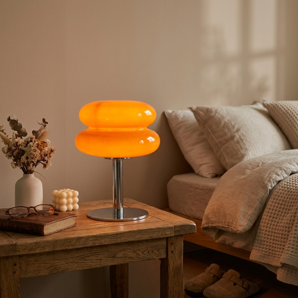 Lampe de Chevet Verre Macaron - Lumière Tamisée 3 Modes