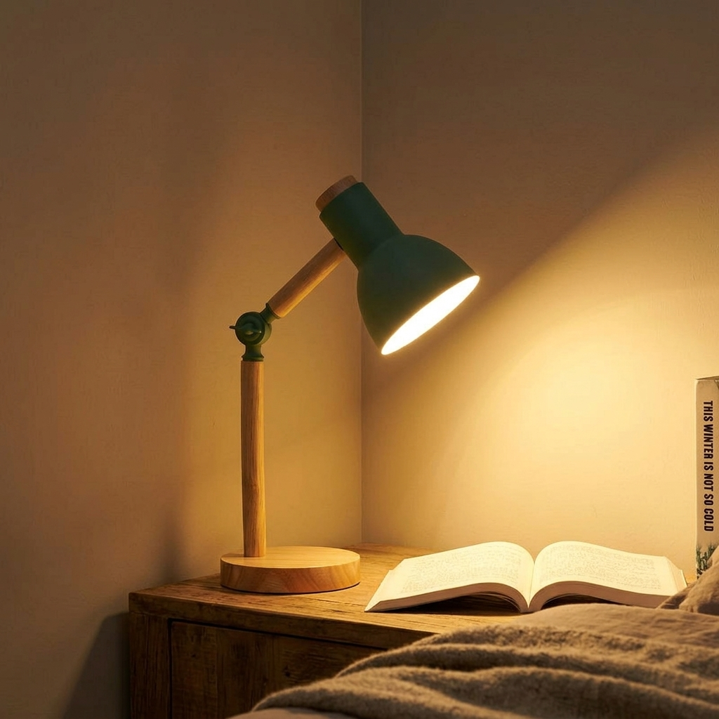Lampe de Chevet Nordic LED - Design Bois, Lumière Chaude Apaisante