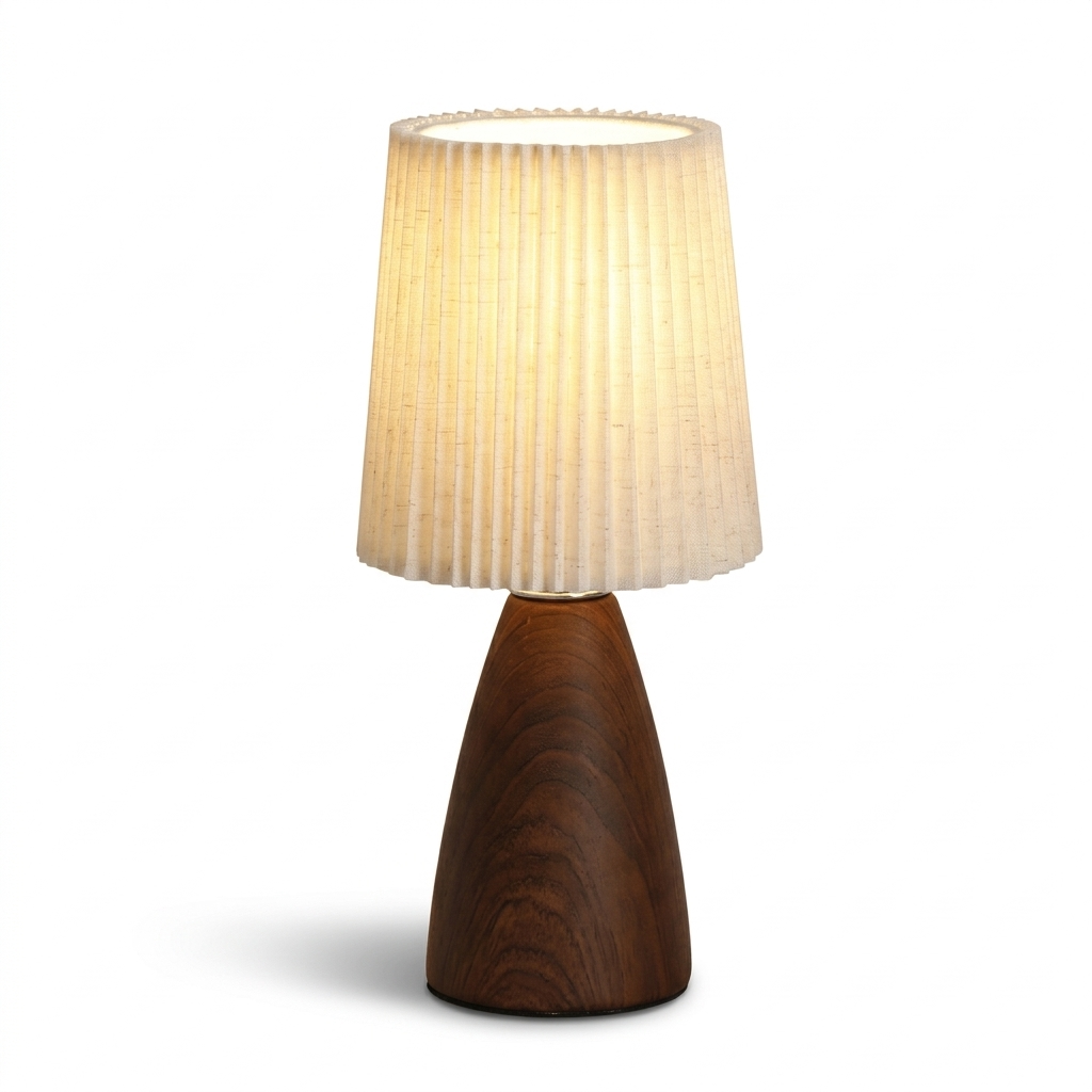Lampe de chevet LED blanche rechargeable avec abat-jour plissé et contrôle tactile