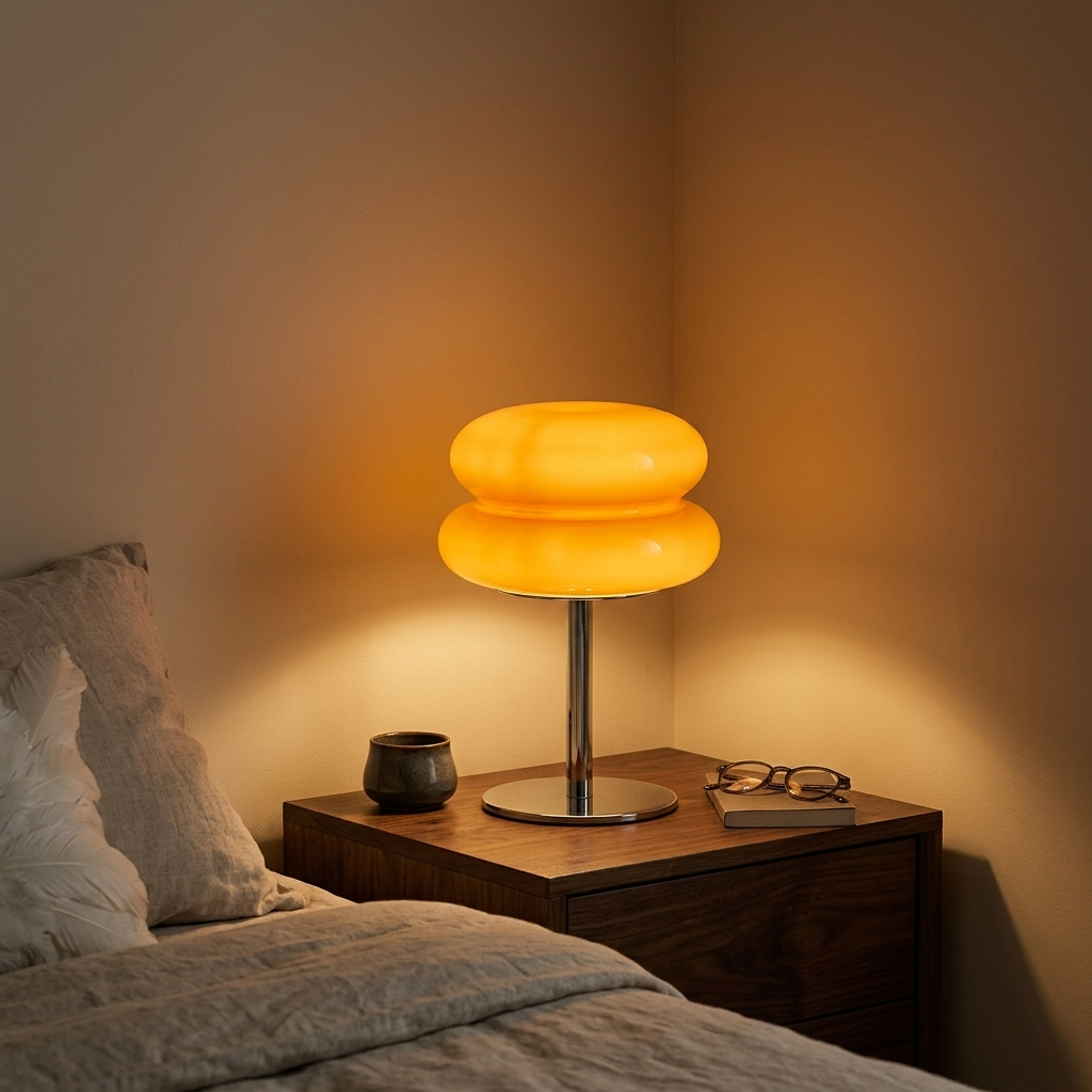 Lampe de Chevet Verre Design - Lumière Chaude Dimmable LED