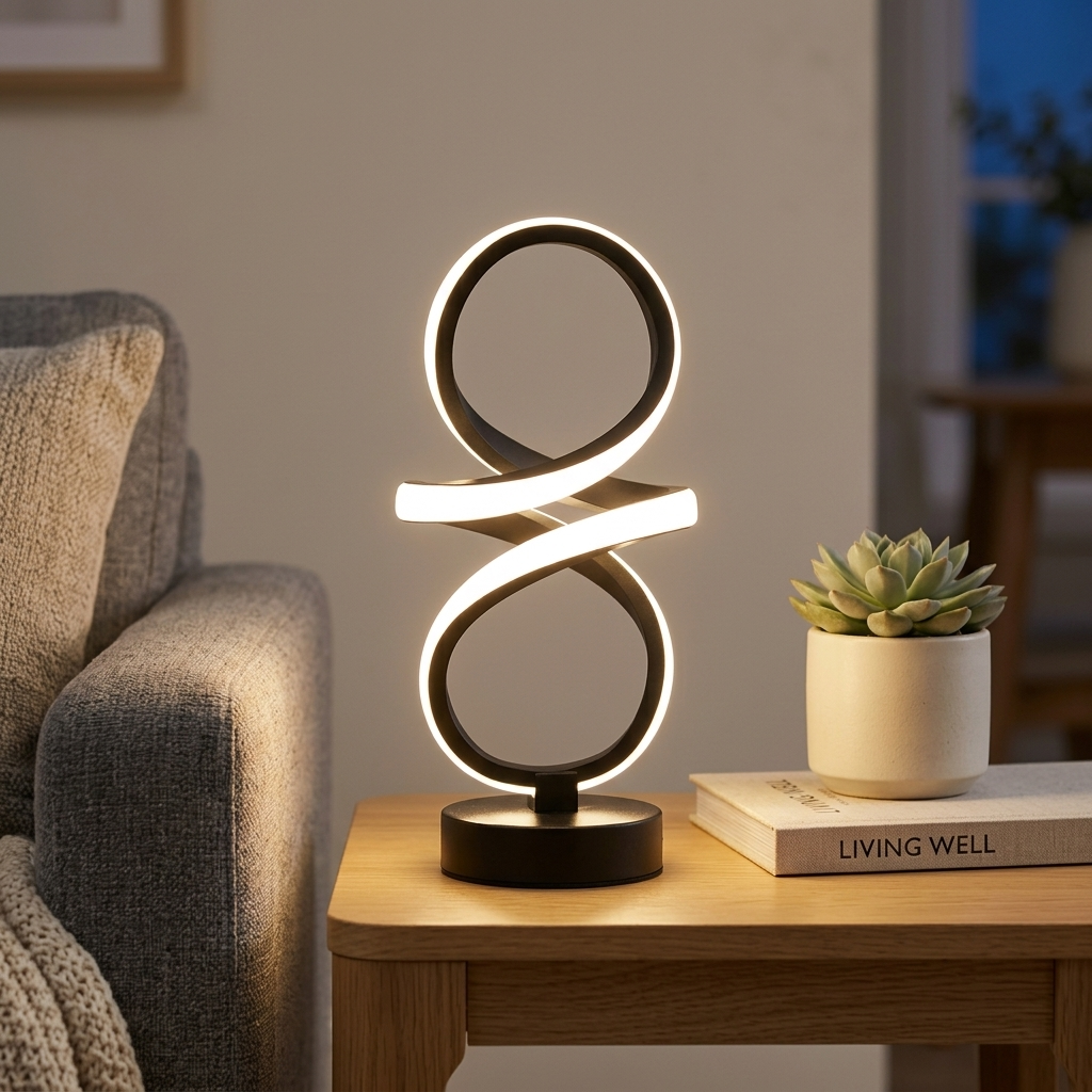 Lampe de Chevet LED Spirale 3 Couleurs USB Rechargeable